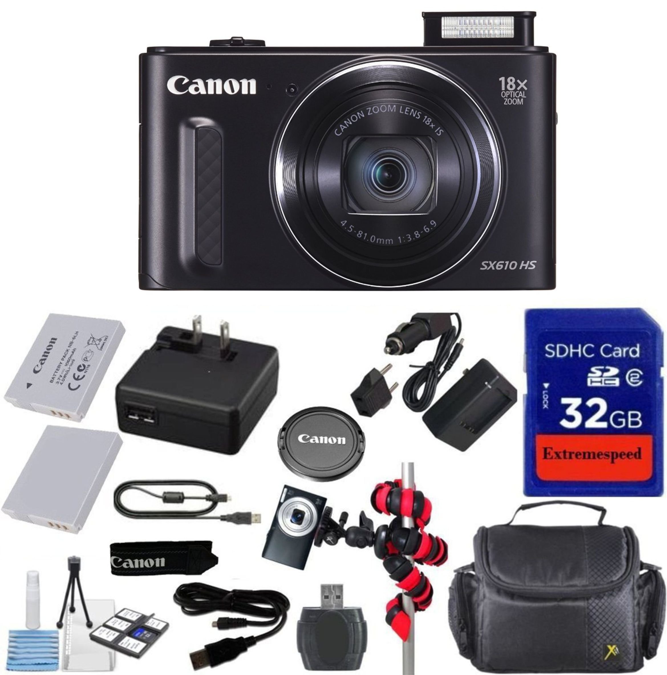 Canon Powershot Sx610 Hs 20 2mp Camera Black With 32gb
